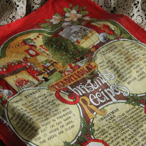 Vintage Holiday Towel, Vista Christmas Recipes Cotton Tea Towel, Made in Britain - Picture 9 of 15